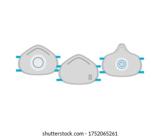 blue and gray medical masks protection accessories line style icon for covid19 prevention method vector illustration design