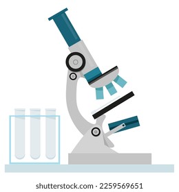 Blue and gray medical microscope