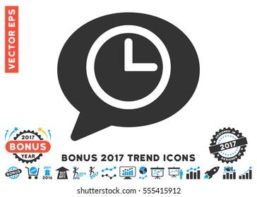 Blue And Gray Message Time pictogram with bonus 2017 year trend elements. Vector illustration style is flat iconic bicolor symbols, white background.