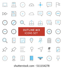 Blue and Gray Mix Outline Icon set. vector icon set