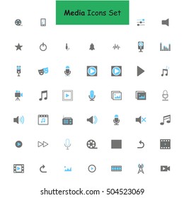 Blue and Gray Multimedia Icon set