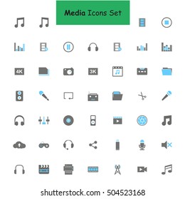 Blue and Gray Multimedia Icon set