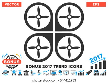 Blue And Gray Nanocopter pictograph with bonus 2017 year trend pictures. Vector illustration style is flat iconic bicolor symbols, white background.