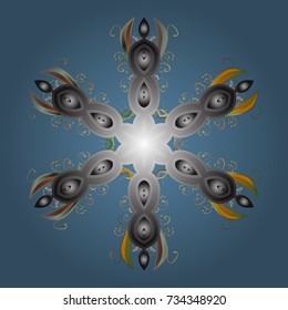Blue, gray and neutral snowflakes. Vector sketch. Holiday design for Christmas and New Year fashion prints. Christmas cute background with snowflakes abstract background. Blue, gray and neutral colors