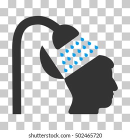 Blue And Gray Open Mind Shower interface toolbar pictogram. Vector pictograph style is a flat bicolor symbol on chess transparent background.