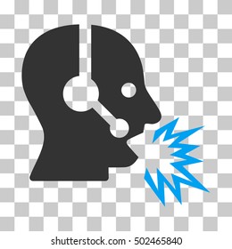 Blue And Gray Operator Shout toolbar icon. Vector pictogram style is a flat bicolor symbol on chess transparent background.