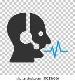 Blue And Gray Operator Speech toolbar icon. Vector pictogram style is a flat bicolor symbol on chess transparent background.