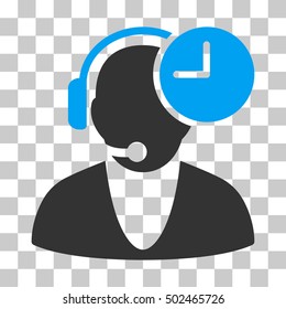 Blue And Gray Operator Time interface toolbar pictogram. Vector pictogram style is a flat bicolor symbol on chess transparent background.