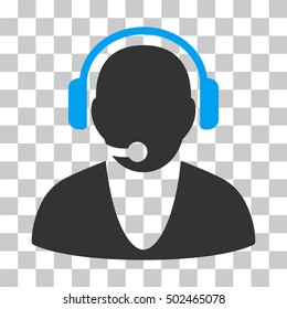 Blue And Gray Operator toolbar pictogram. Vector pictogram style is a flat bicolor symbol on chess transparent background.