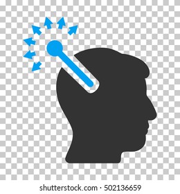 Blue And Gray Optical Neural Interface toolbar pictogram. Vector pictograph style is a flat bicolor symbol on chess transparent background.