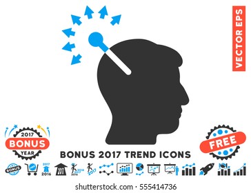 Blue And Gray Optical Neural Interface icon with bonus 2017 trend design elements. Vector illustration style is flat iconic bicolor symbols, white background.