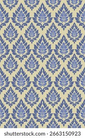 Blue and gray pattern on a cream background 