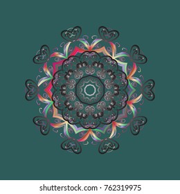 Blue, gray and pink snow on blue, gray and pink colors. Symbol of winter, Merry Christmas holiday, Happy New Year celebration Vector sketch. Abstract wallpaper, wrapping decoration. Snowflake simple.