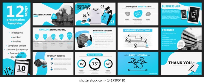 Blue and gray presentation templates and infographics elements background. Vector design banner
