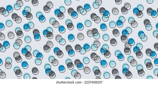 círculos impresos azules y grises dispersos por el lienzo. Patrón inmaculado, adecuado para la impresión y aplicación en la superficie del interior o la decoración. Patrón de diseño elegante para papel de pared textil.