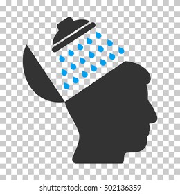 Blue And Gray Propaganda Brain Shower interface toolbar icon. Vector pictograph style is a flat bicolor symbol on chess transparent background.