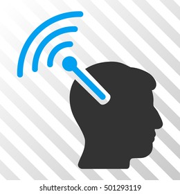 Blue And Gray Radio Neural Interface interface toolbar pictogram. Vector pictogram style is a flat bicolor symbol on diagonal hatch transparent background.