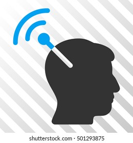 Blue And Gray Radio Neural Interface interface icon. Vector pictogram style is a flat bicolor symbol on diagonal hatch transparent background.