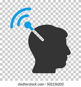 Blue And Gray Radio Neural Interface interface toolbar icon. Vector pictogram style is a flat bicolor symbol on chess transparent background.