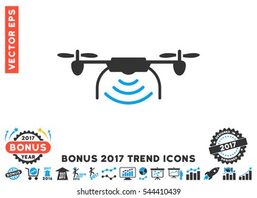 Blue And Gray Radio Transmitter Airdrone pictogram with bonus 2017 year trend pictures. Vector illustration style is flat iconic bicolor symbols, white background.