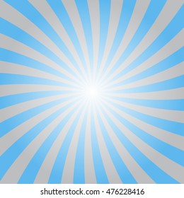 Blue gray rays poster. Popular ray star burst background television vintage. Dark-light abstract texture with sunburst, flare, beam. Retro sunbeam design. Glow bright pattern. Vector Illustration