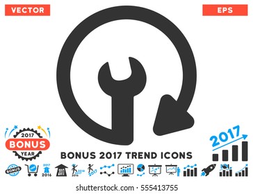 Blue And Gray Repeat Service pictograph with bonus 2017 year trend images. Vector illustration style is flat iconic bicolor symbols, white background.