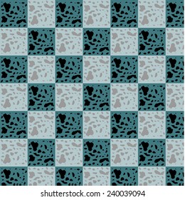 Blue and gray retro checker grunge pattern vector