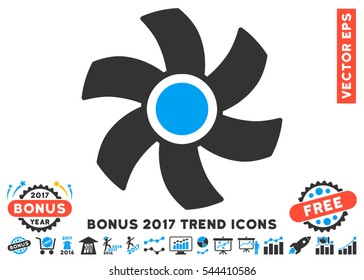 Blue And Gray Rotor pictogram with bonus 2017 year trend design elements. Vector illustration style is flat iconic bicolor symbols, white background.