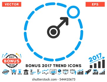 Blue And Gray Round Area Border pictograph with bonus 2017 year trend icon set. Vector illustration style is flat iconic bicolor symbols, white background.