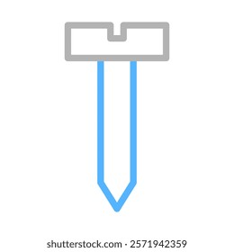 Blue and gray screw icon. Concept of construction, repair, and maintenance.