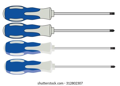Blue and Gray Screwdriver on white background