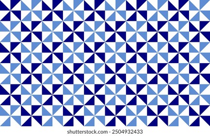 Blue gray seamless pattern with triangles, abstract triangle geometric background patch work seamless repeat style, replete image design for fabric printing, checkerboard chess