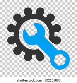 Blue And Gray Service Tools interface icon. Vector pictograph style is a flat bicolor symbol on chess transparent background.