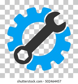 Blue And Gray Service Tools interface toolbar pictogram. Vector pictograph style is a flat bicolor symbol on chess transparent background.