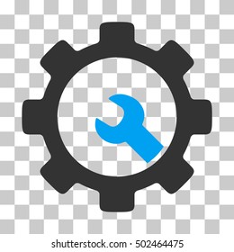 Blue And Gray Service Tools interface pictogram. Vector pictograph style is a flat bicolor symbol on chess transparent background.
