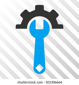 Blue And Gray Service Tools toolbar pictogram. Vector pictogram style is a flat bicolor symbol on diagonal hatch transparent background.