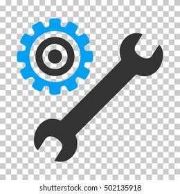 Blue And Gray Service Tools toolbar icon. Vector pictogram style is a flat bicolor symbol on chess transparent background.