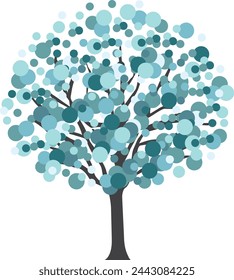 Blue and gray shades tree. Winter collection. Hand drawn vector illustration.