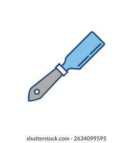 Espátula azul e cinza contra fundo branco imagem de stock