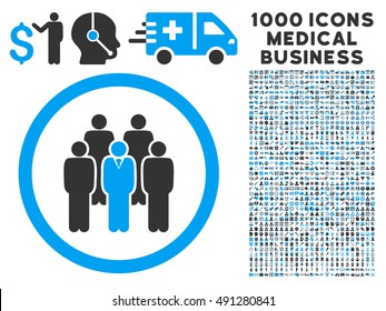 Blue And Gray Staff vector bicolor rounded icon. Image style is a flat icon symbol inside a circle, white background. Bonus clip art is 1000 healthcare business symbols.