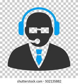 Blue And Gray Support Manager interface pictogram. Vector pictograph style is a flat bicolor symbol on chess transparent background.