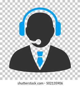 Blue And Gray Support Manager interface icon. Vector pictogram style is a flat bicolor symbol on chess transparent background.