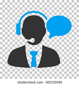 Blue And Gray Support Manager Message interface pictogram. Vector pictograph style is a flat bicolor symbol on chess transparent background.