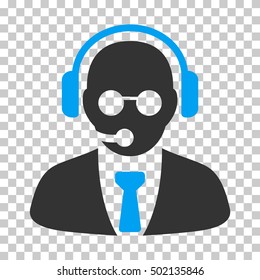 Blue And Gray Support Manager toolbar pictogram. Vector pictogram style is a flat bicolor symbol on chess transparent background.