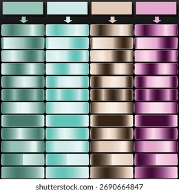 Blue Gray Teal Bronze and Pink Metallic Gradient Palette.