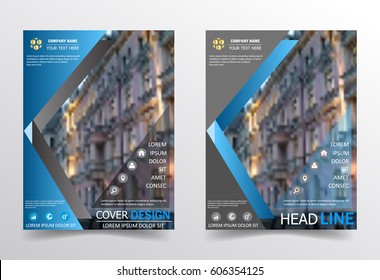 Blue gray technology annual report brochure design template vector, Leaflet cover presentation abstract flat background, layout