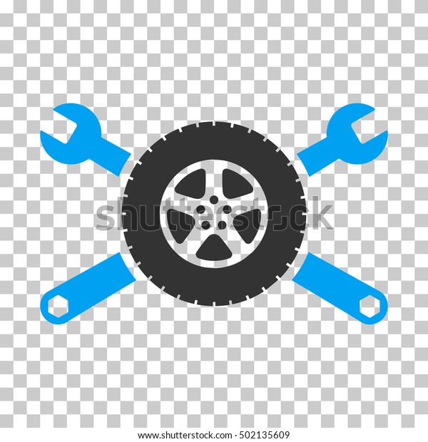 Blue And Gray Tire Service Wrenches interface\
toolbar pictogram. Vector pictogram style is a flat bicolor symbol\
on chess transparent\
background.