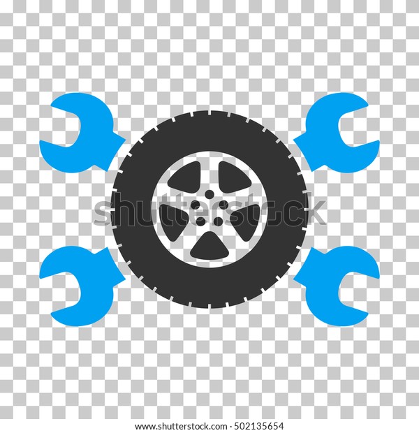 Blue And Gray Tire Service Wrenches toolbar\
pictogram. Vector pictograph style is a flat bicolor symbol on\
chess transparent\
background.