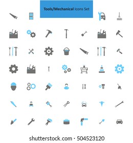 Blue and Gray Tools / Mechanical Icon set