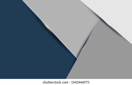 Blue and gray triangle overlap abstract background